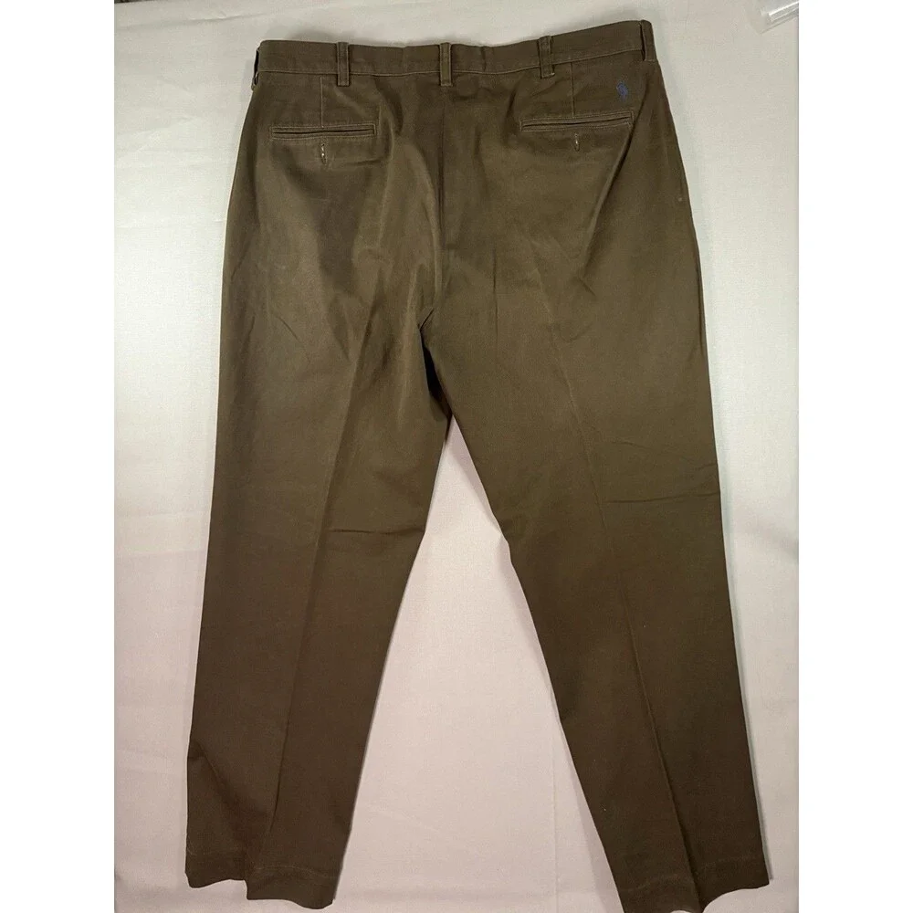 Polo Ralph Lauren Men's Classic Cotton Twill Chino Flat Front Pants 38x32 Brown